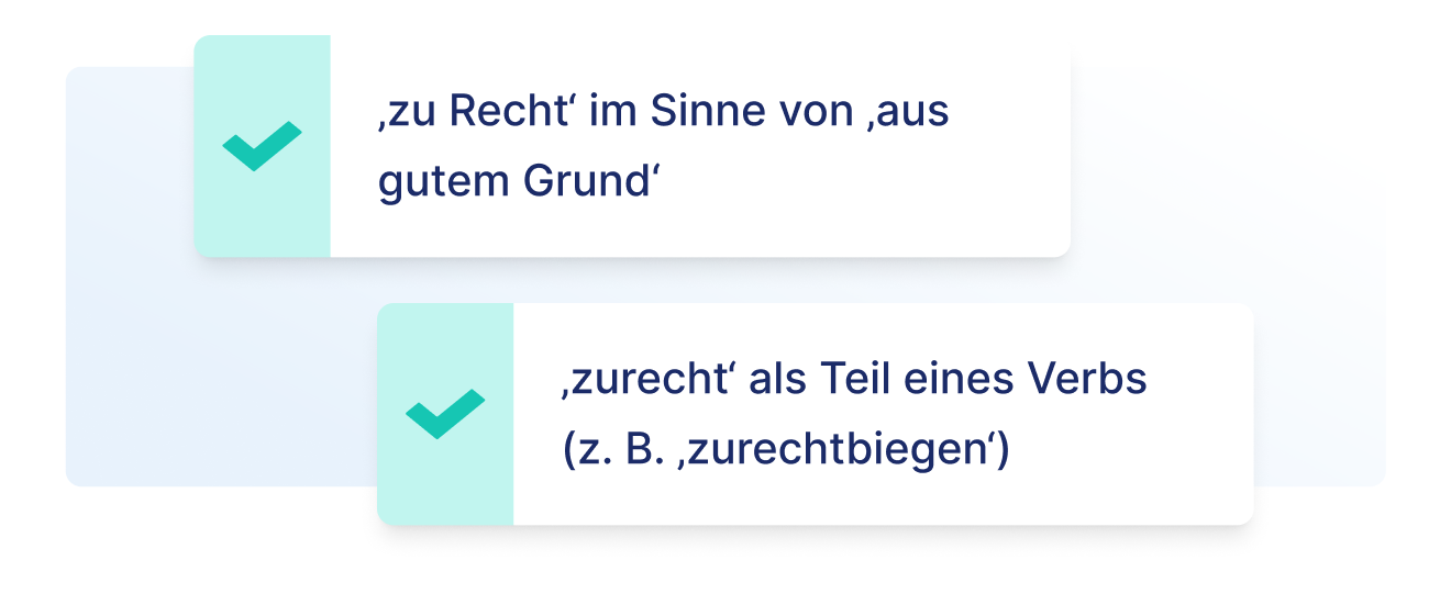 Zu Recht oder zurecht